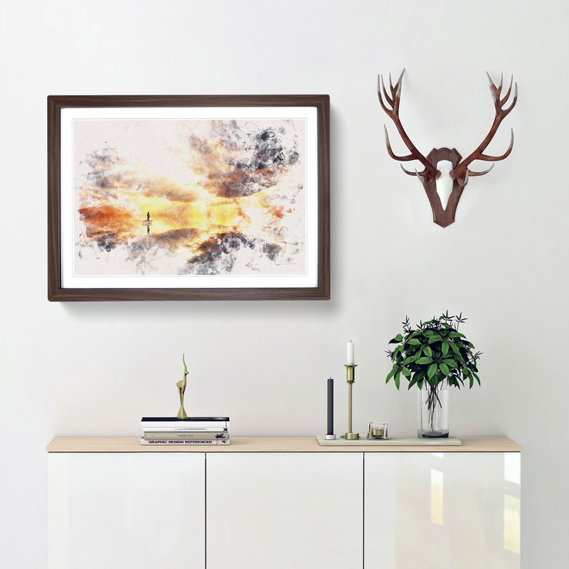Fishing Boat - Picture Frame Painting Print, Walnut Framed, 40cm H x 60cm W x 2cm D