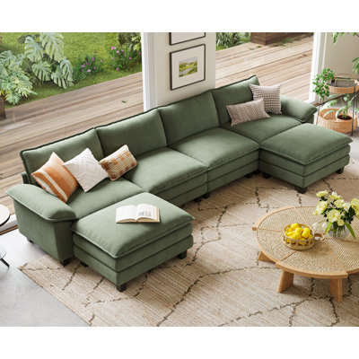  Colbey 157'' Upholstered U-shape Modular Cloud Sectional with Two Ottomans