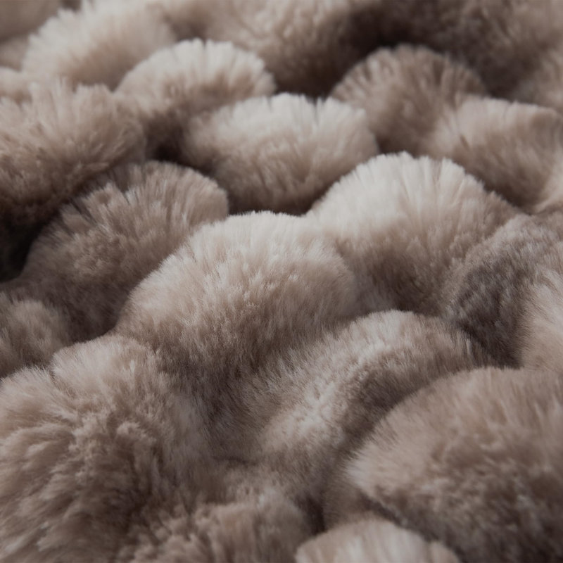 Faux Rabbit Fur And Flannel Blanket 50X60 Inches