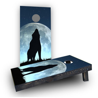 Wolf Howling On Full Moon Cornhole Game Set