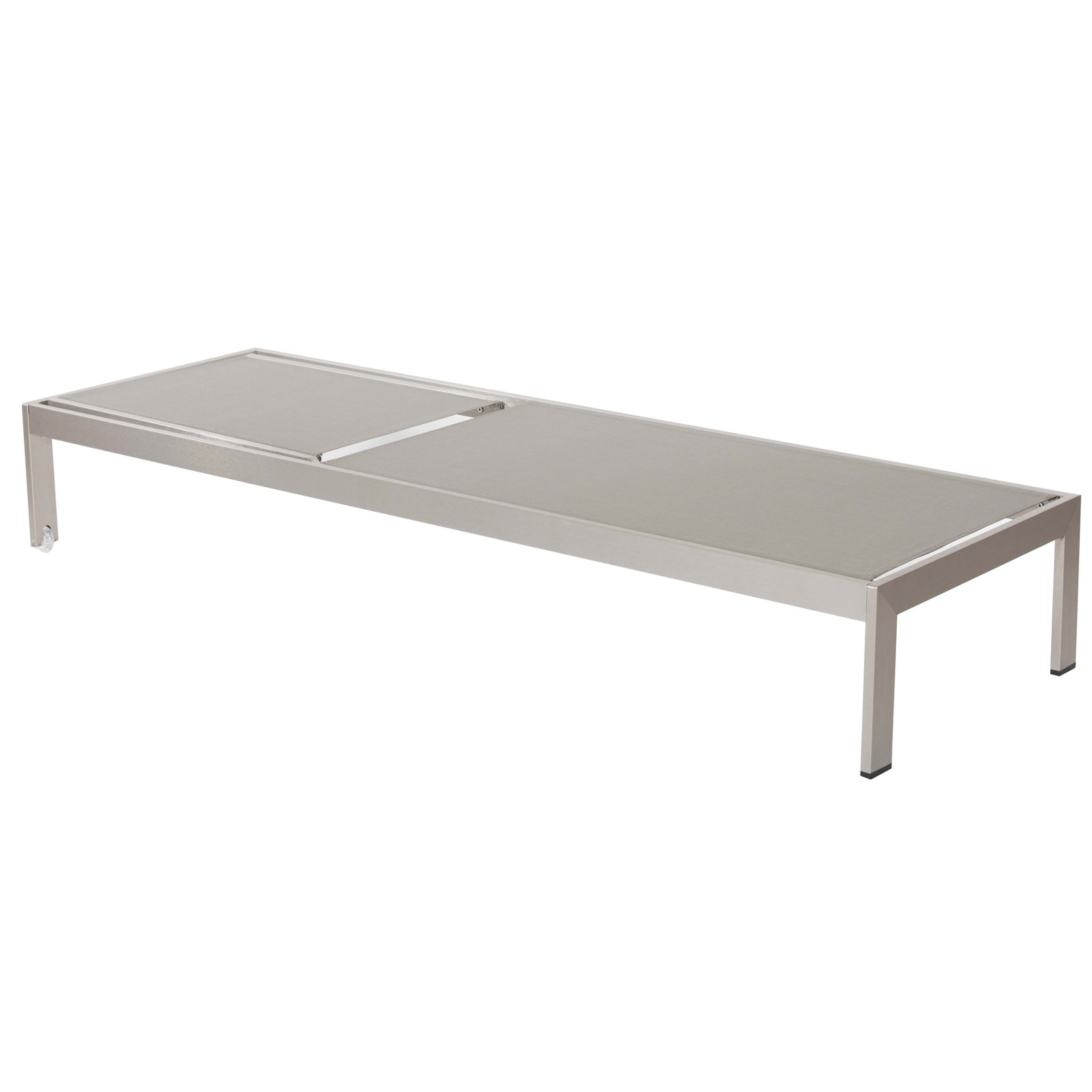 Aynura 76" Long Reclining Chaise Lounge Set with Table, Gray, Satin Silver