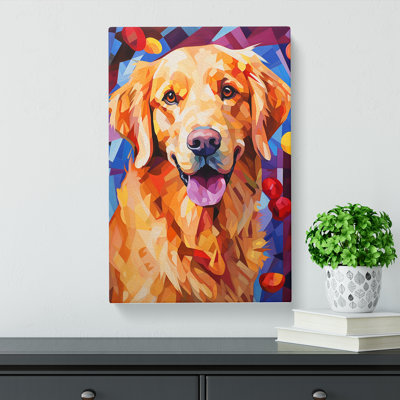 Golden Retriever Cubism - Wrapped Canvas