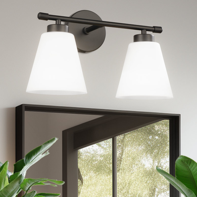 Éclairage pour salle de bain 2 lumières en verre transparent doré, Chrome, Blanc