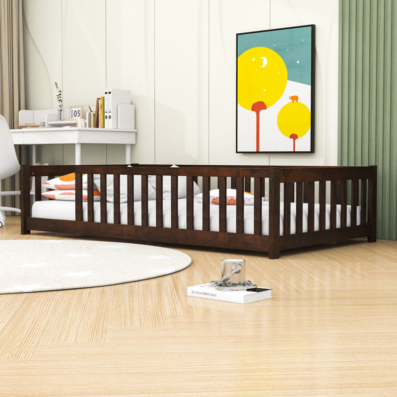 Twin Wooden Frame Kids Bed With Slats, Espresso