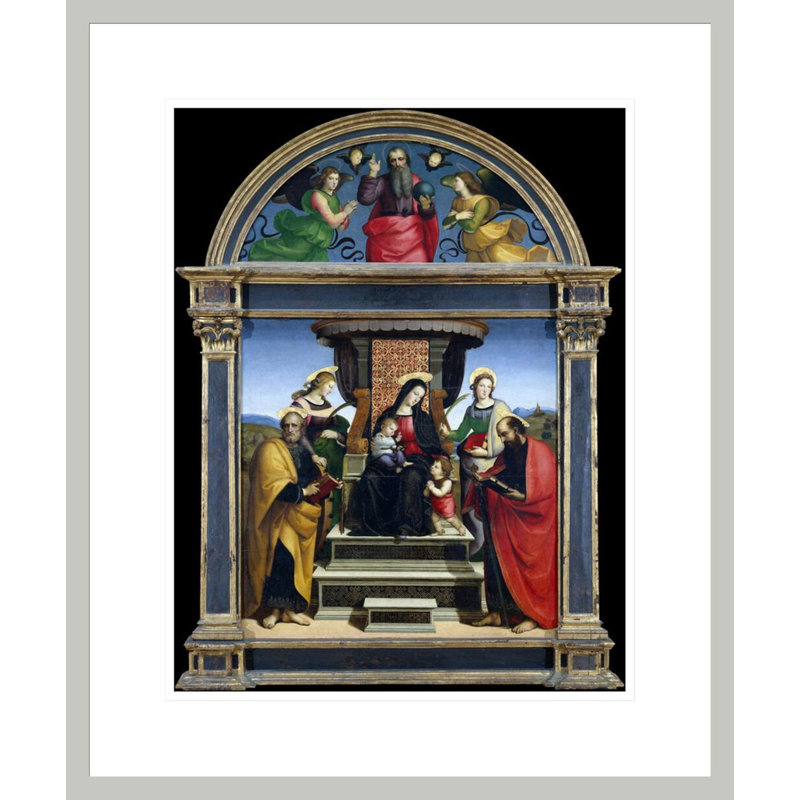 «Madonna and Child Intrroned with Saints» par Raphael, impression giclée sur cadre, H 21,26 po x l 17,75 po