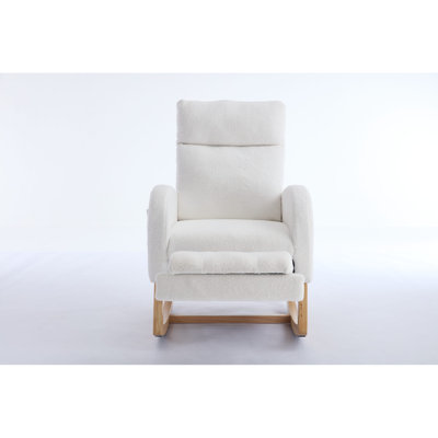 Modern Teddy Fabric Rocking Chair With Storage, Adjustable Comfort For Nursery And Living Space