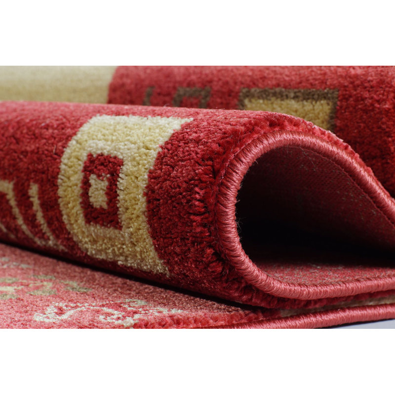 Tapis ikat rouge / crème Alissone, Rectangle 3 pi 9 po x 5 pi 5 po