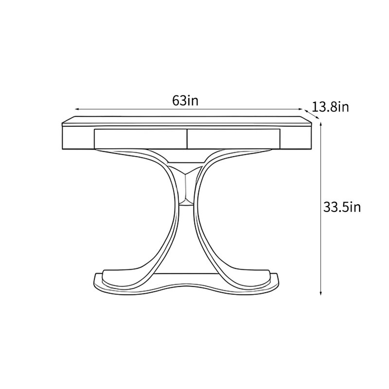 Console légère et luxueuse, 33.5" H x 63" W x 13.8" D, Noir