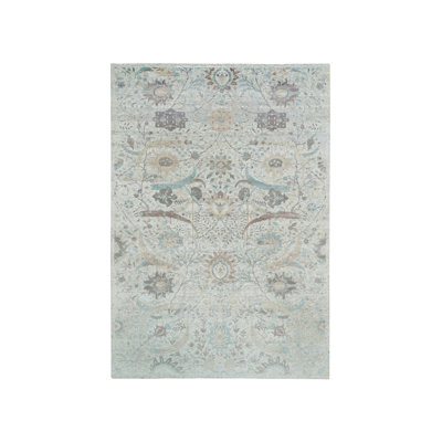 Tapis surdimensionné ivoire en soie / laine noué à la main 12 pi 1 po x 18 pi 4CB9FF2573104D76806AB35E217F4D65