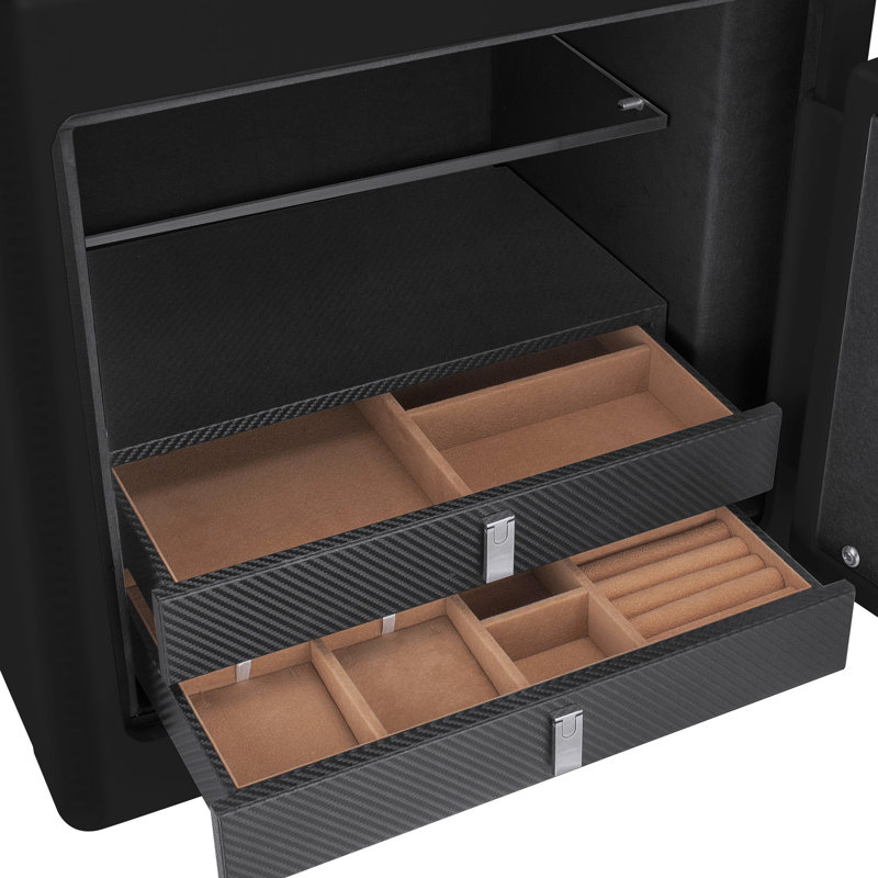 Boîte sécurisée noire 1,01 pi - Vos objets de valeur contre le feu et le vol Verrouillage du clavier électronique sécuritaire pour la protection des bijoux Plus