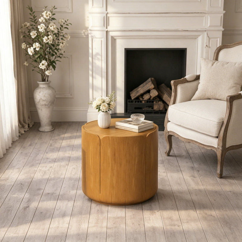 Table d'appoint ronde d'extérieur d'intérieur, Natural
