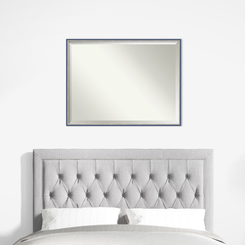 Earsie Solid Wood Wall Mirror, Rectangle, Blue, 31.25" x 41.25"