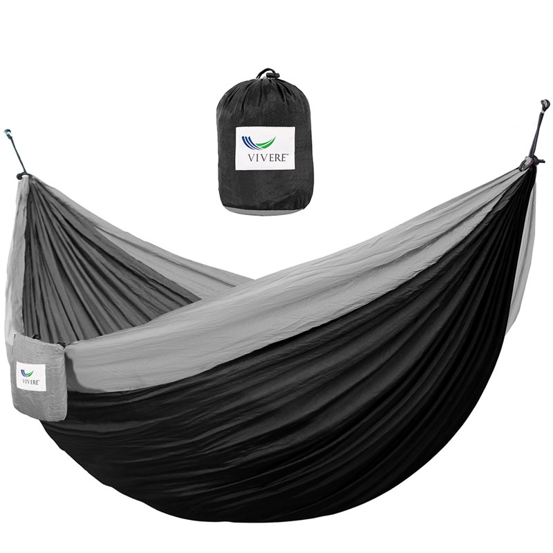 Hamac de camping double Kylee Parachute, Double, Noir/gris