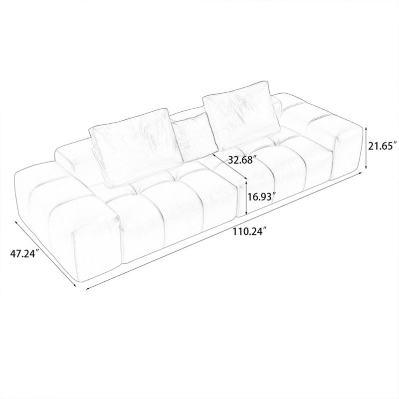 Canapé modulaire orange en cuir véritable, Orange
