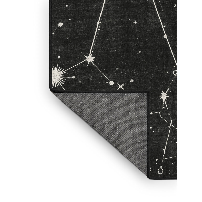 Tapis doux et moelleux moderne et contemporain Starburst en gris - reliure noire, 2 x 5