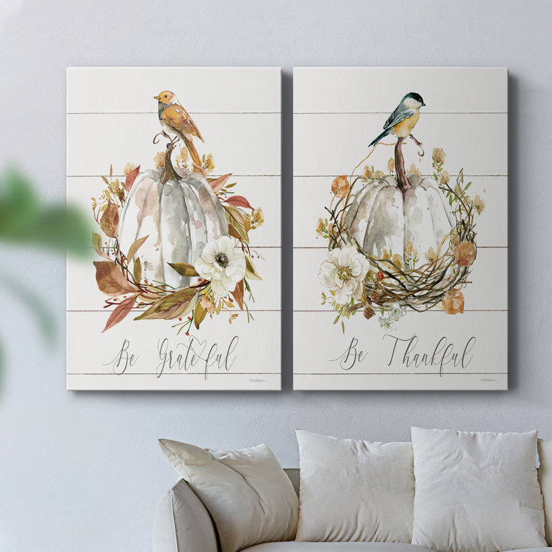 Be Be Grateful Bird - Toile tendue avec châssis de qualité supérieure - Prêt à être accroché, H 36 po x l 48 po
