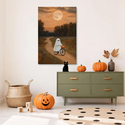 Tableau sur toile encadré pour l'Halloween (1 pièce), décor mural fantôme effrayant, style gothique vintage et fantaisiste, idéal pour le salon, la chambre, le bureau, la salle de bain, la chambre d'étudiant ou toute autre pièce de la maison. Prêt à accrocher.