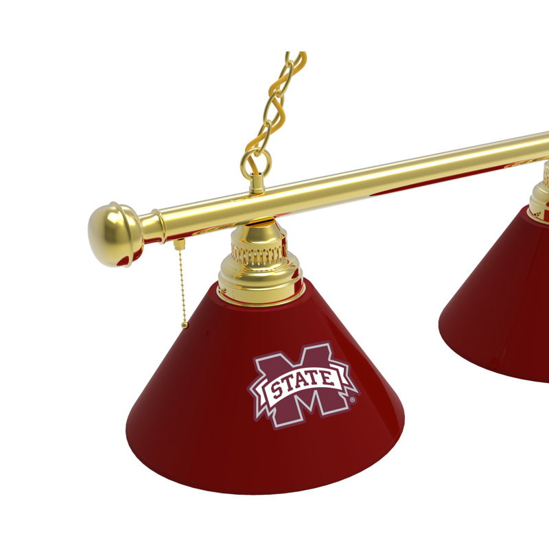 3 - Light Pool Table Lights Pendant, Brass, Mississippi State Bulldogs