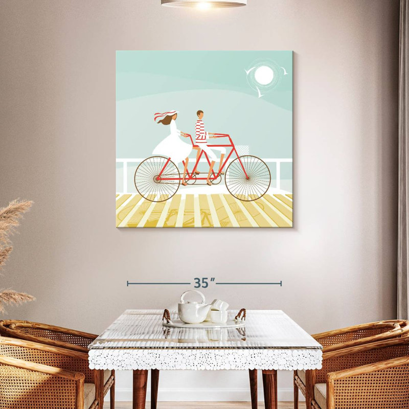 Senne, couple d'été à vélo, H 39 po x l 39 po