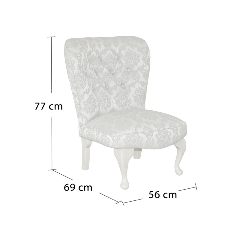 Loretta Upholstered Slipper Chair, Cream, Angelina Blue Pattern