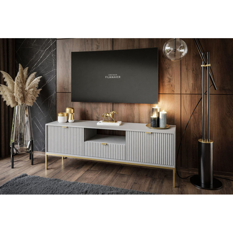 TV-Cabinet Leena 154 cm, Grey/Brown/Blue
