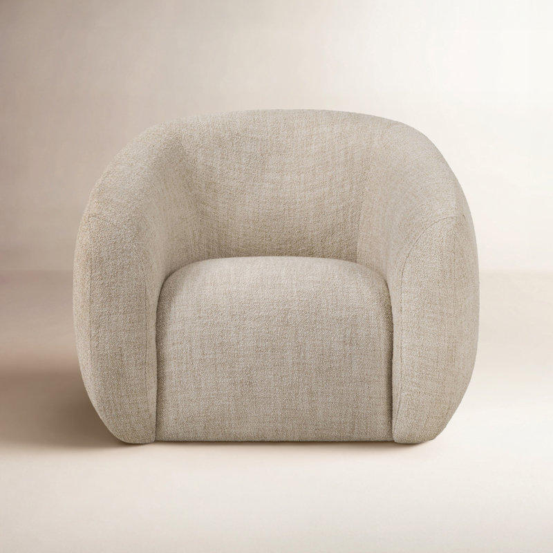 Channing Swivel Barrel Chair, Yuma Cream Polyester Blend