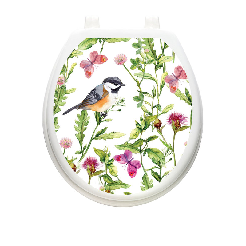 Décalcomanie de siège de toilette Bird Garden - couvercles de toilette en vinyle antidérapant, Rond