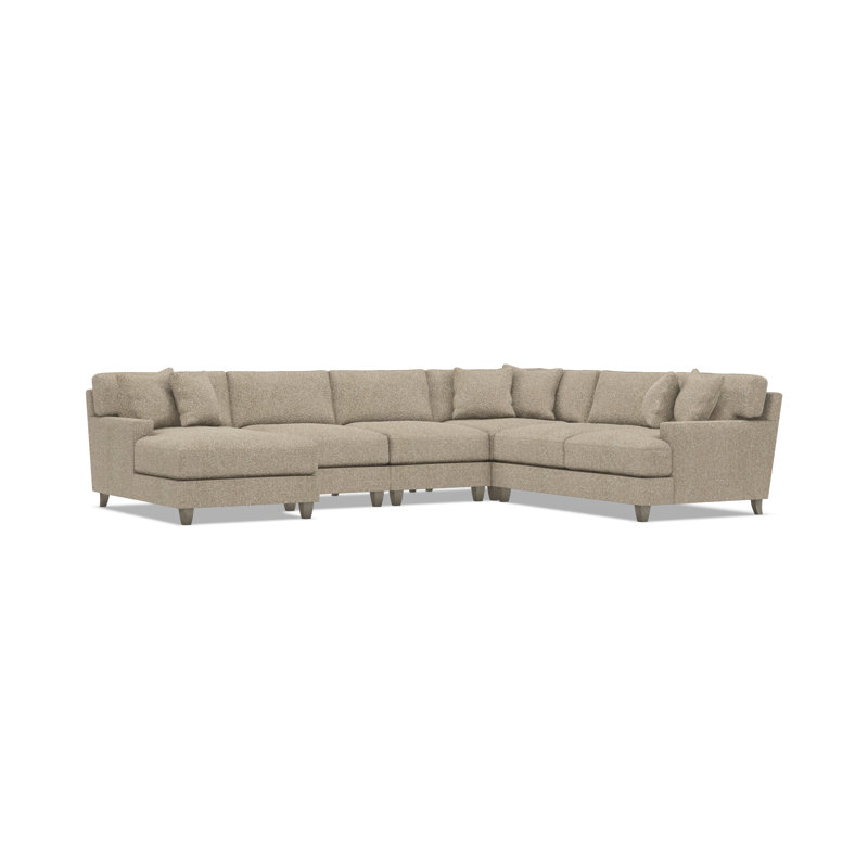 Bernhardt Mila 5-Piece Fabric Sectional, Left Hand Facing, Light Brown Polyester, 33.5" H x 137" W x 107" D