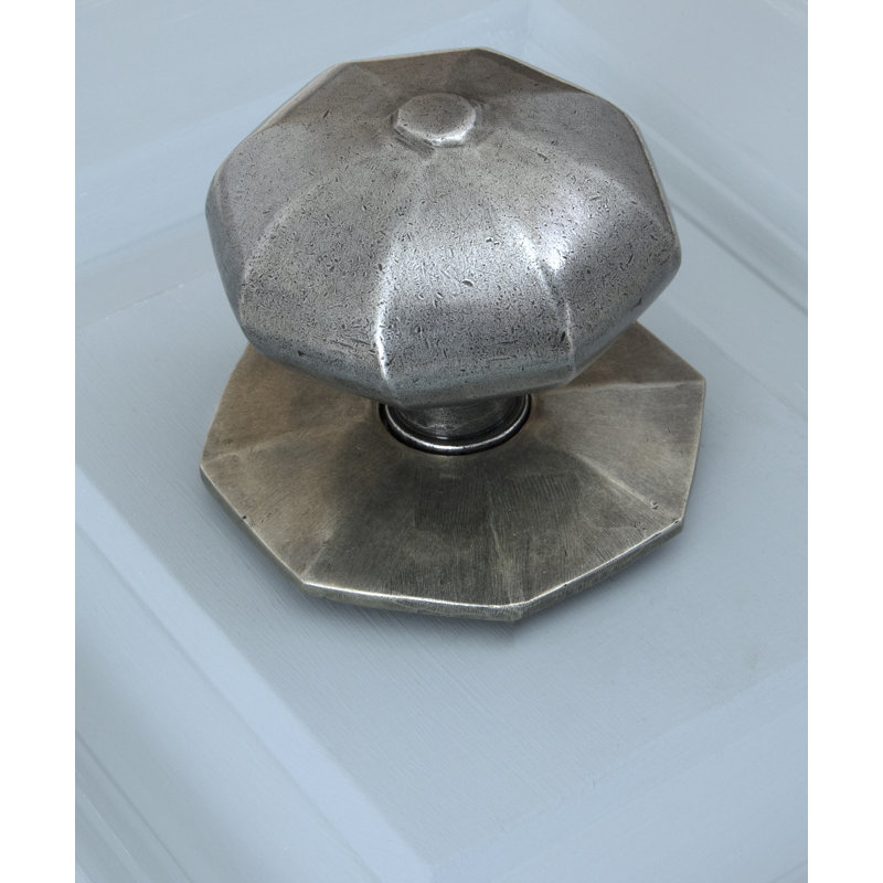 Octagonal Centre Door Knob, Pewter Patina