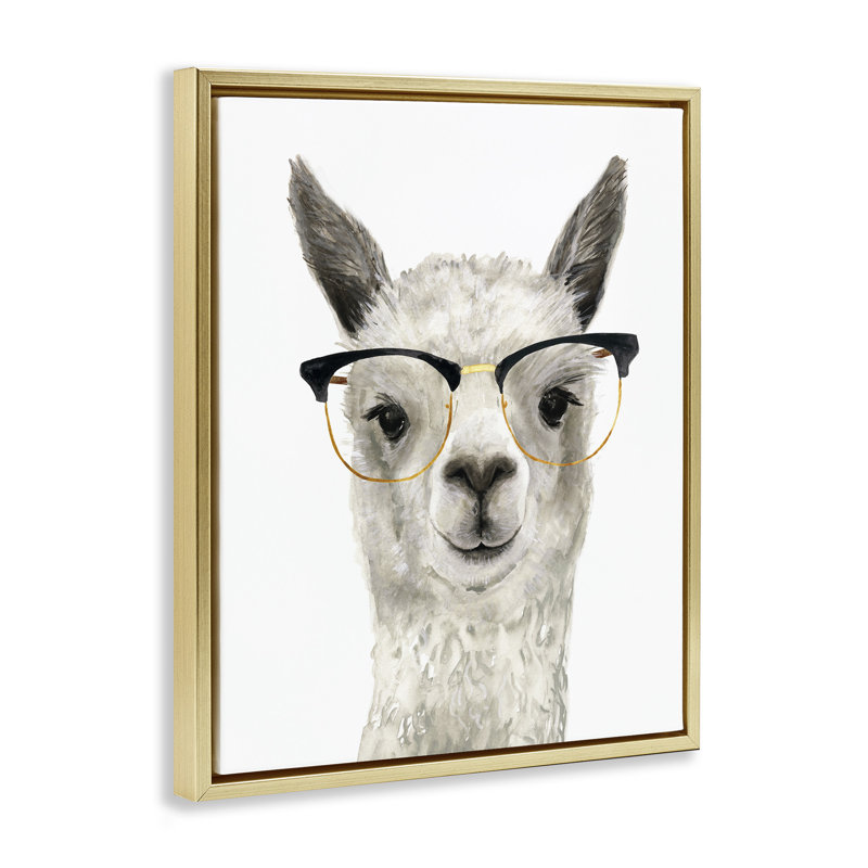 «Trinx Farm Farm Llama In Glasses», art mural sur toile flottante par Victoria Borges, H 21 po x l 17 po