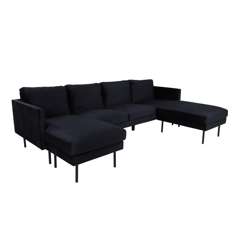 Davanee 4 Seater Large Corner Sofa , Black
