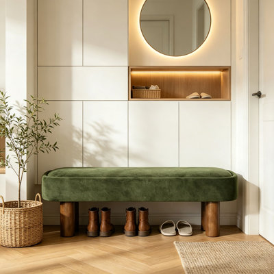 Banc de salle à manger d'intérieur avec pieds couleur noyer, 51,57 L de siège rembourré pour la cuisine, la salle à manger et l'espace de vie, capacité de 250 lb