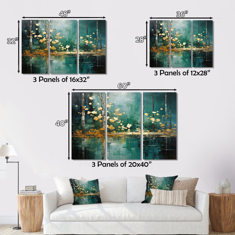 «Bold Forest Emerald Canopy II», reproduction sur toile 3 pièces, H 28 po x l 36 po