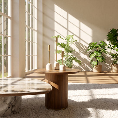 Table de bout à piédestal en placage de noyer l 21 po x P 19 po x H 18 po Willene