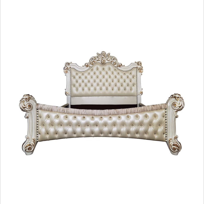Vegan Leather Scalloped Bed, King, Gold