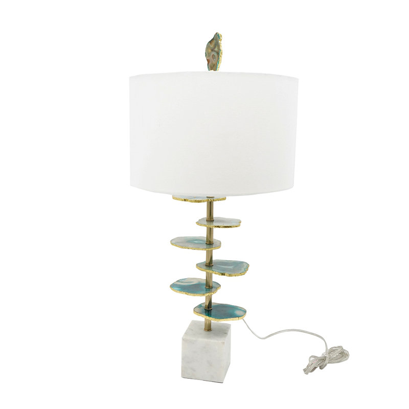 Lampe de table 15 po x 29,5 po Agate-Slice avec base en marbre, Vert