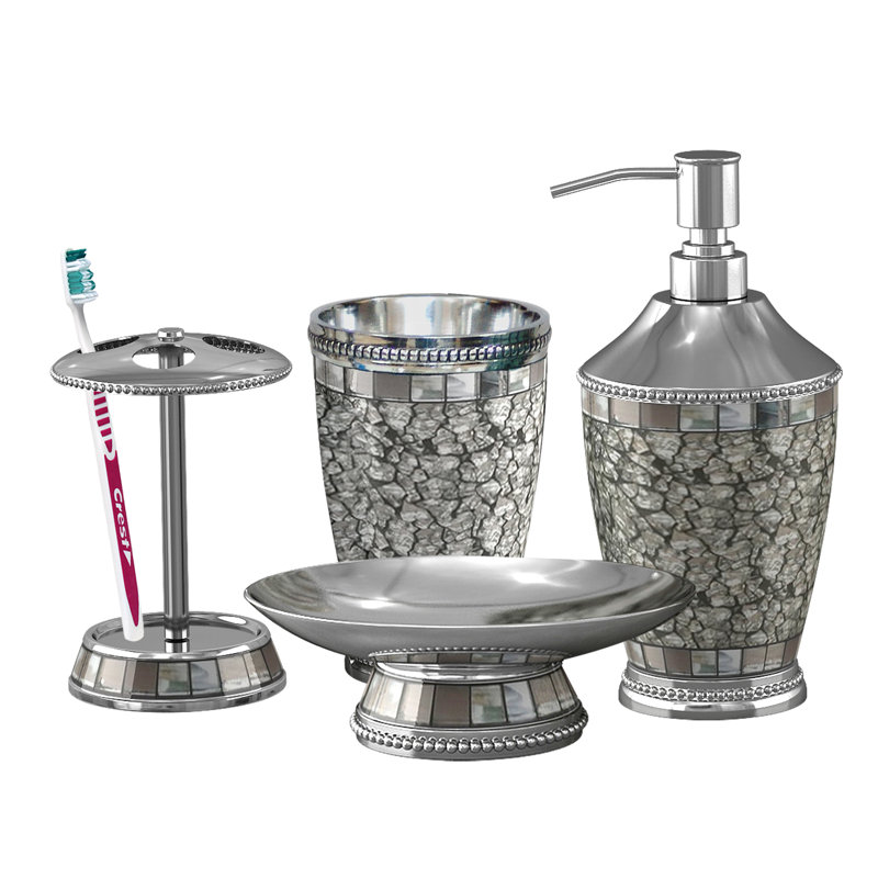 Iceberg Bathroom Accessory Set, Silver