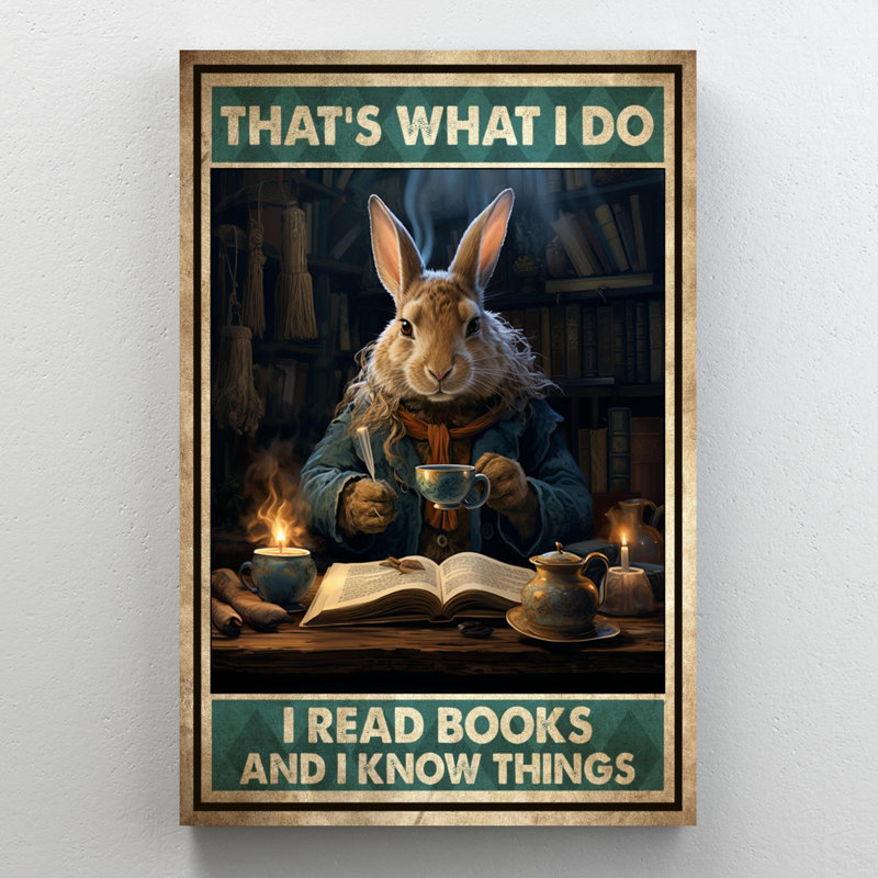 Marinka, lapin, je lis des livres, H 36 po x l 24 po x P 1,25 po