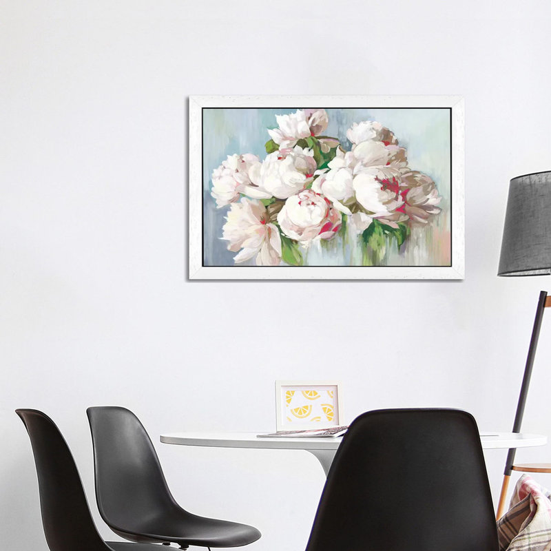 June Flowers by Asia Jensen - Painting on Canvas, 152.5 cm H x 101.5 cm W, White Framed