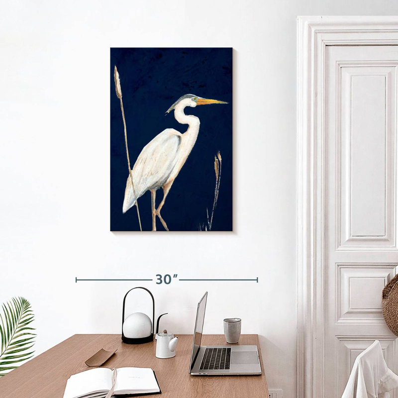 Brampt Heron On Navy II, 30" H x 20" W