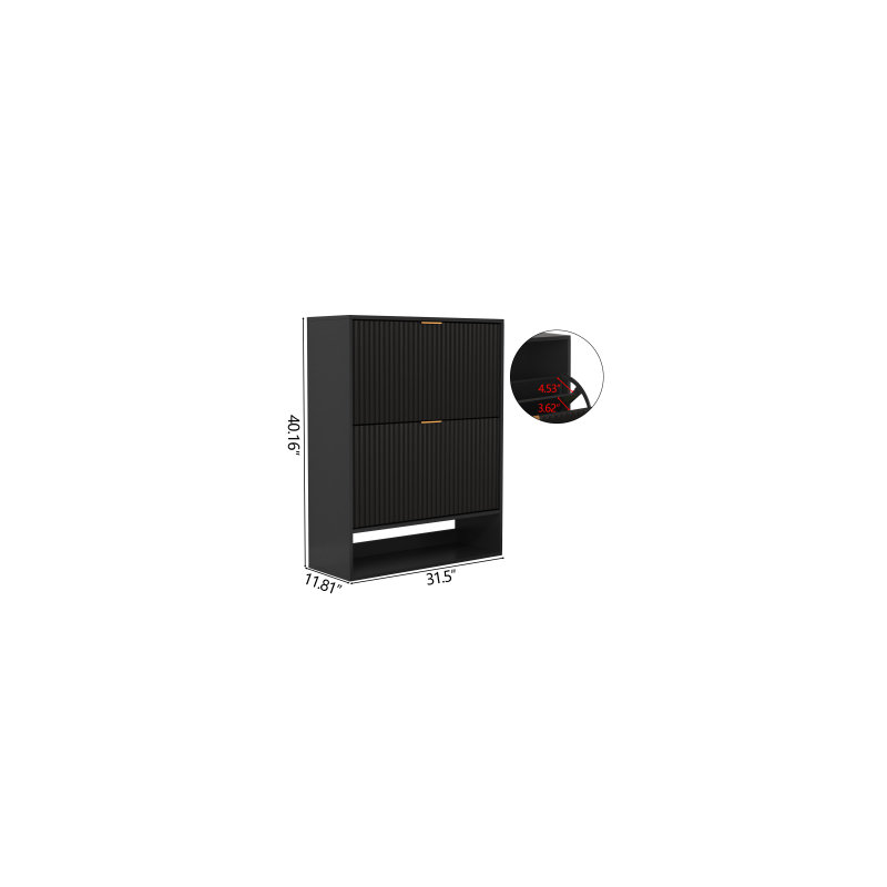 Two 31.5 Inch Wide Shoe Cabinets with 2 Flip Drawers, Grooved Storage Compartments, Wide Shoe Storage Cabinet, Adjustable Divider Shoe Cabinet