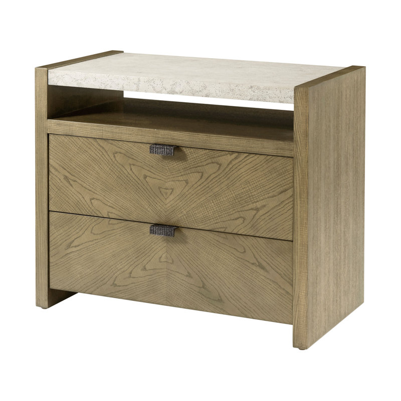 Catalina 36'' W Solid Wood Nightstand, Dune/Stone Mineral