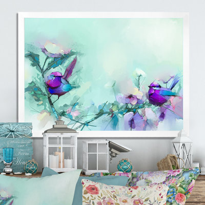Paintbrush mauve et turquoise - Reproduction sur toile flottante