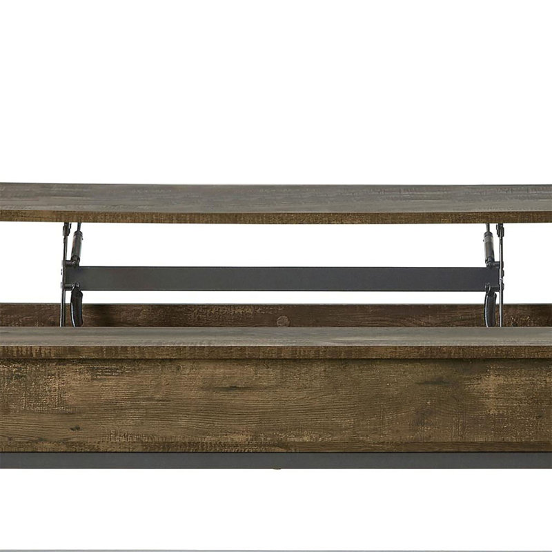 Table basse à plateau relevable brun chêne et sable noir