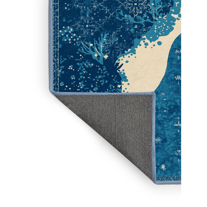 Tapis marocain doux et moelleux bleu d'inspiration mondiale Maspeth - reliure bleu bébé, 2 x 3