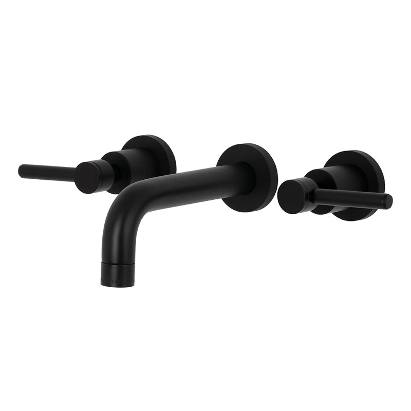 Kingston Brass Concord Two-Handle 3-Hole Wall Mount Bathroom Faucet, Matte Black