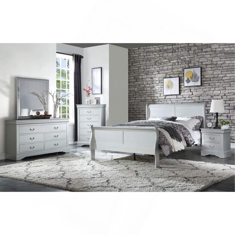 Lit simple Louis Philippe, Lit simple, Argent argent