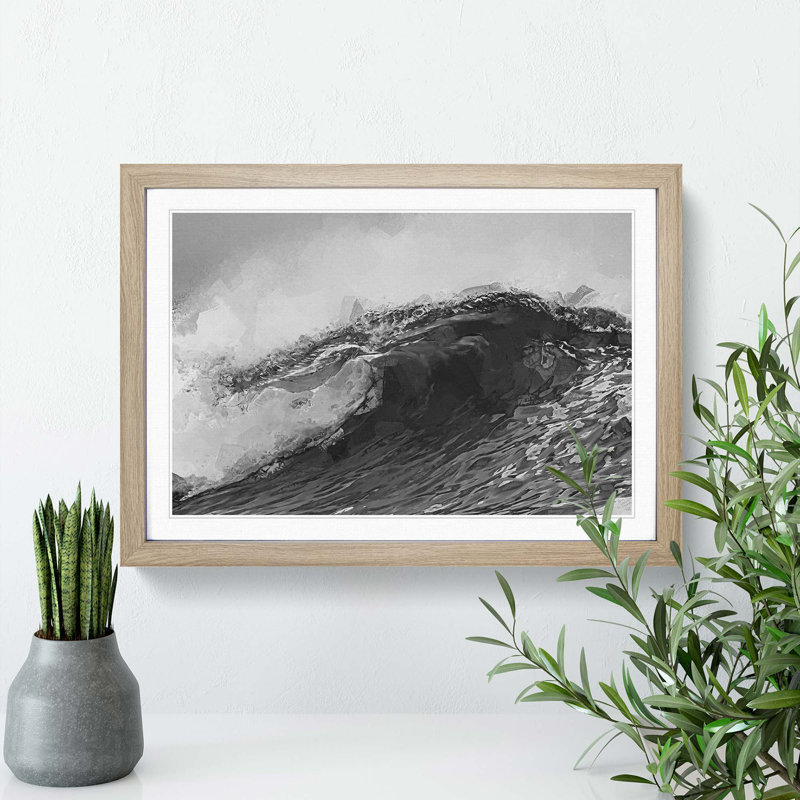 Wave of Life in Abstract - Picture Frame Graphic Art Print, 50cm H x 76cm W x 2cm D, Oak