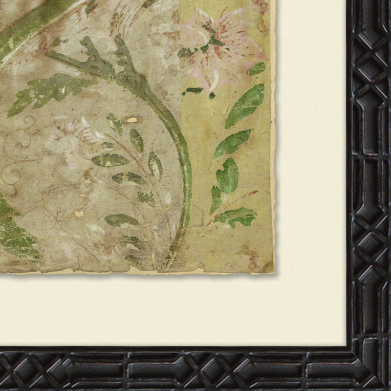 Antique Birds And Flower Design Giclee Print, Black