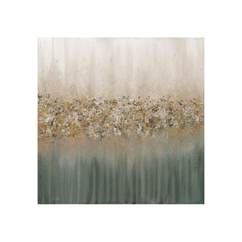 Golden Fog II Print by Beverly Fuller, Hand Painting Glass Coat with Glitter